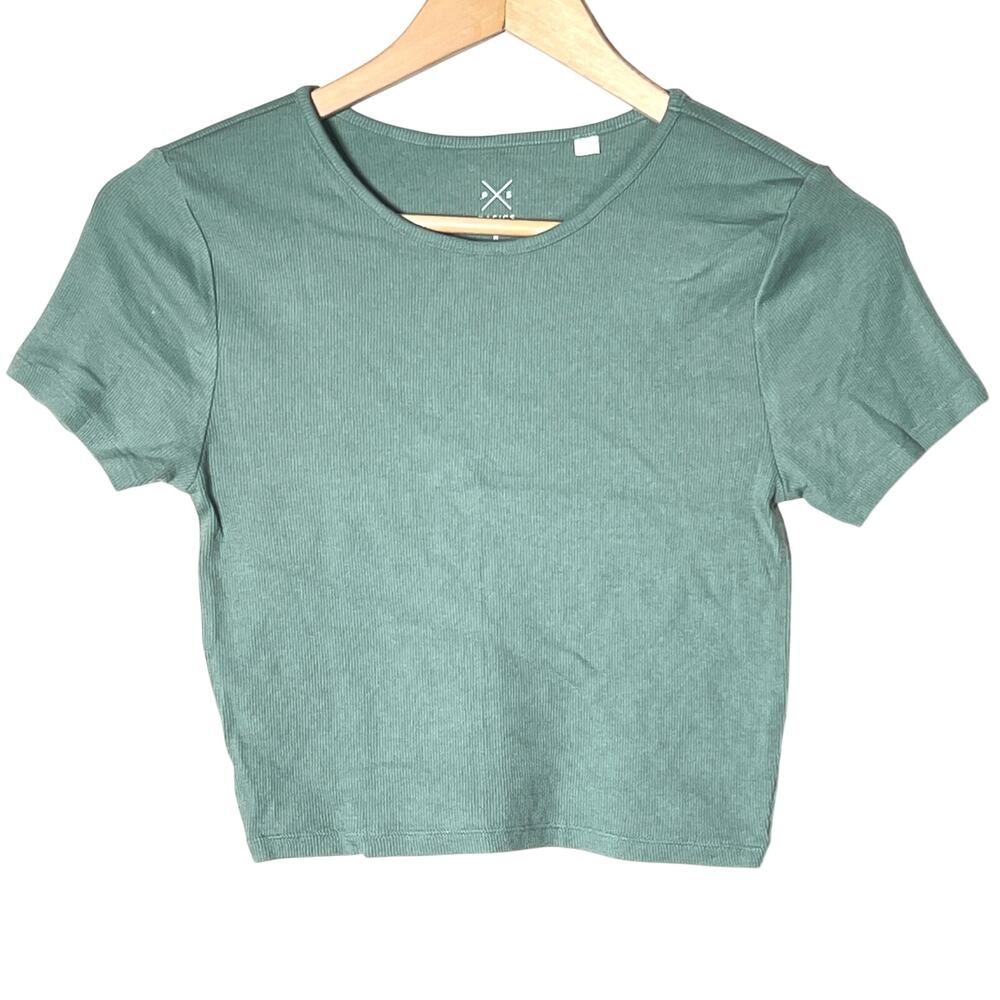 Pacsun green ribbed short sleeve cropped T-shirt top size medium  M B160